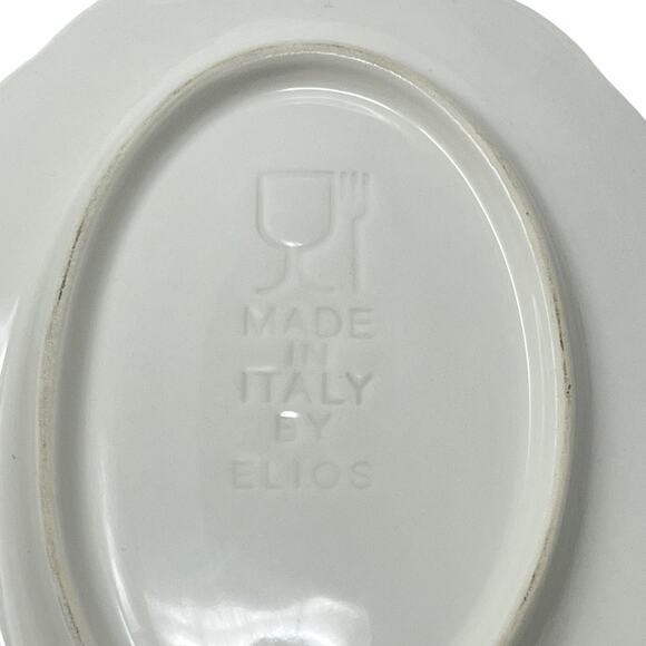 Elios Ceramiche ECM3 White Embossed Oval Plate 10×7.5″ Italy Discontinued EUC - Picture 6 of 7